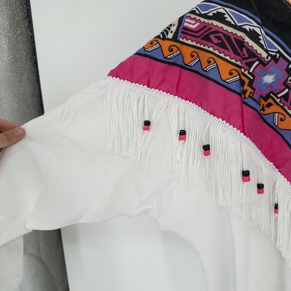 Vintage 90s Hazelwood Sweatshirt L Southwest Fringe Beaded Western Native - Picture 4 of 10